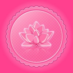 Pink Lotus Flower in Round Shiny Label